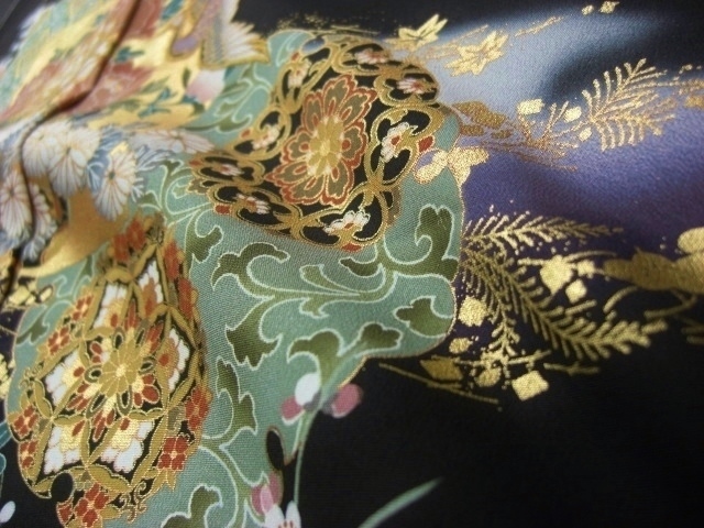 【トールサイズ・背の高い方】　黒留袖レンタル58　（京友禅創作黒留袖/雪輪に花絵札文様）5
