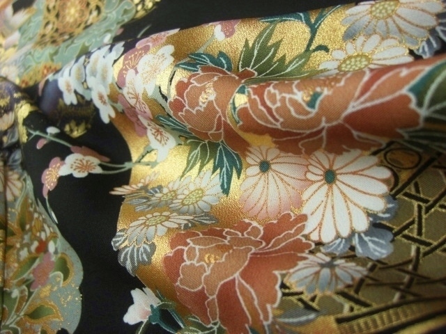 【トールサイズ・背の高い方】　黒留袖レンタル58　（京友禅創作黒留袖/雪輪に花絵札文様）7