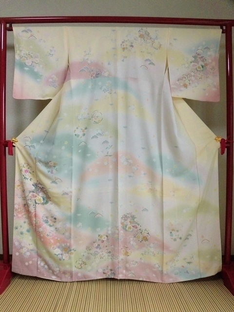 訪問着レンタル65　（京友禅訪問着/遠山ぼかしに四季の花文）1