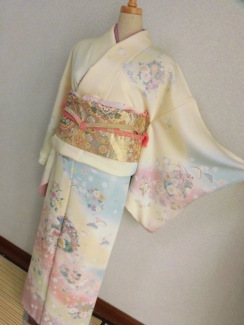 訪問着レンタル65　（京友禅訪問着/遠山ぼかしに四季の花文）10