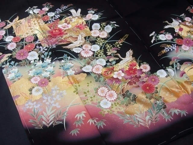 黒留袖レンタル50　（京友禅創作黒留袖/花笑の優美）2
