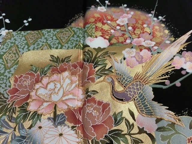 黒留袖レンタル96 (創作黒留袖/雪輪に花絵札文様/新色 )4
